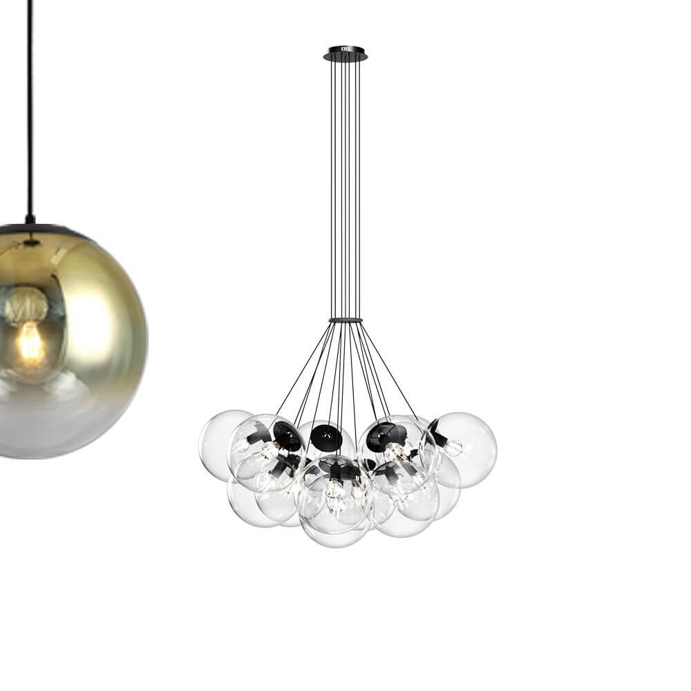 s.luce Cluster Glaskugel Galerieleuchte Pendellampe 13-flammig