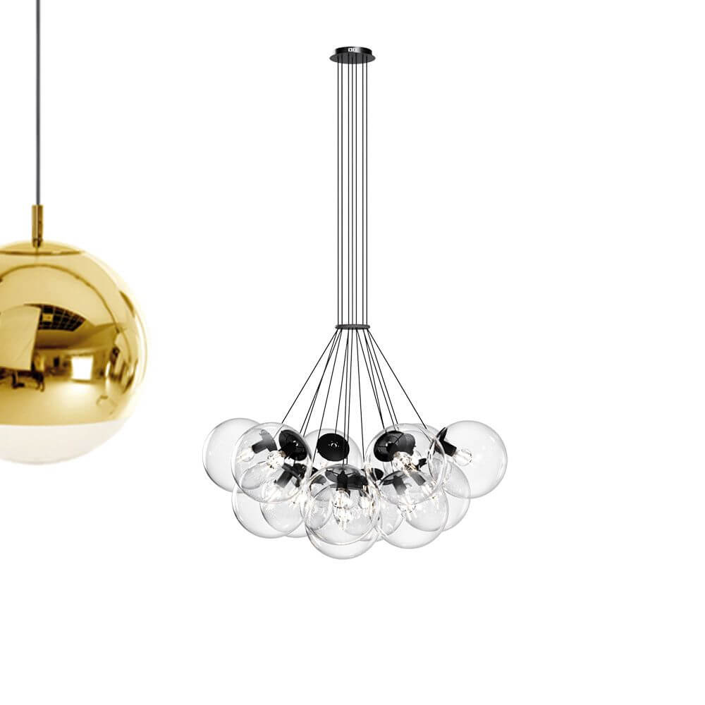 s.luce Cluster Glaskugel Galerieleuchte Pendellampe 13-flammig