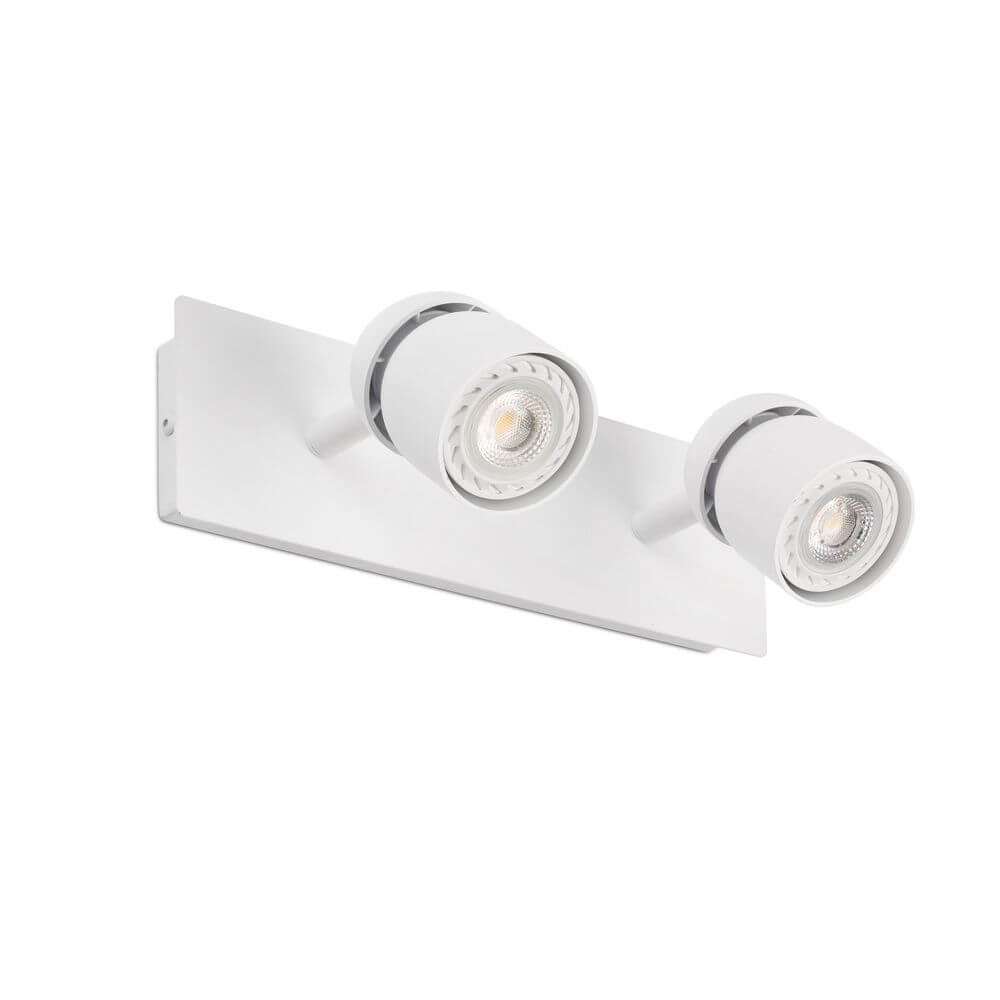 Coco Wandlampe 2-flammig in elegantem Weiß mit drehbaren Lampenschirmen für vielseitige Beleuchtung.