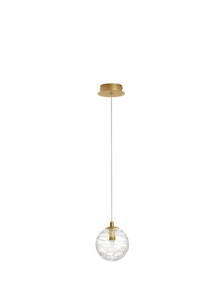 Coen pendant light Gold, Transparent - elegant hanging glass lamp matte gold, Ø 25 cm, height 200 cm, G9 socket required