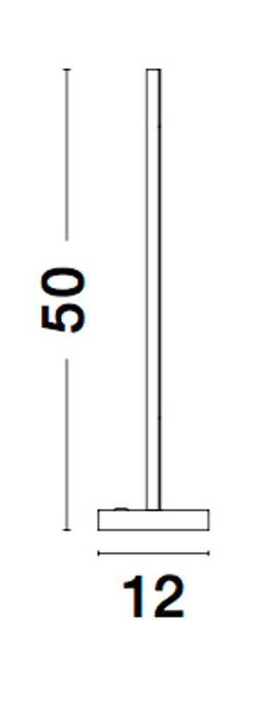 Maßzeichnung der Colby LED Tischleuchte 3000K Schwarz mit Höhe 50 cm und Breite 12 cm.
