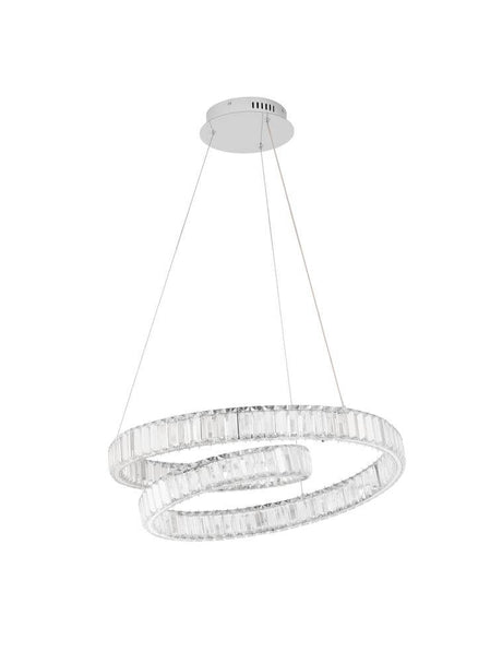 Conceto LED pendant light Ø 60 cm 3500K - elegant double-ring pendant light with K5 crystals, chrome frame and warm white 3500K LED lighting