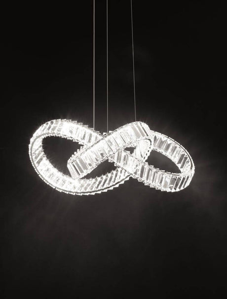 Conceto LED Pendel Knyttet Ø 60cm 3500K med luksuriøst design og funklende krystaller.