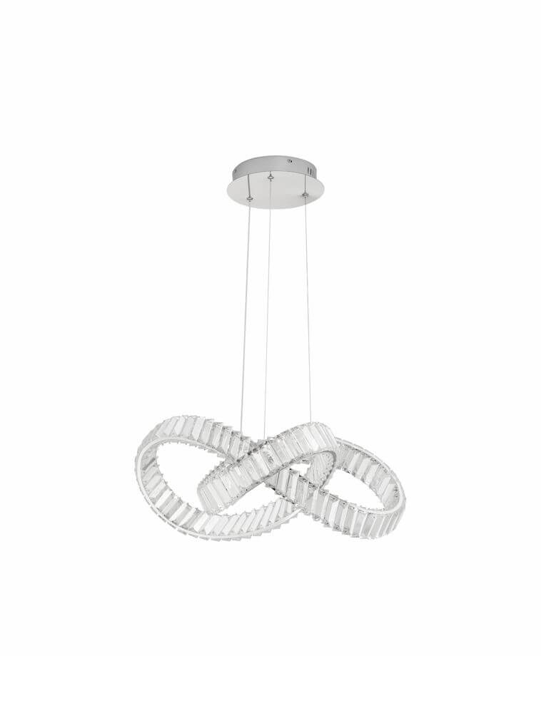 Conceto LED Pendelleuchte Verknotet Ø 60cm 3500K mit luxuriösem Design und funkelnden Kristallelementen