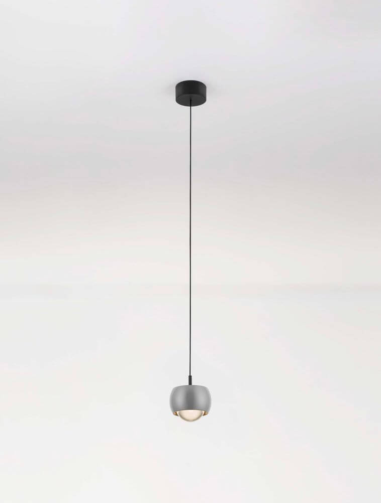 Conga LED Pendelleuchte Ø 9,6cm 3000K in modernem Design mit Aluminium-Elementen und klarem Acryl.