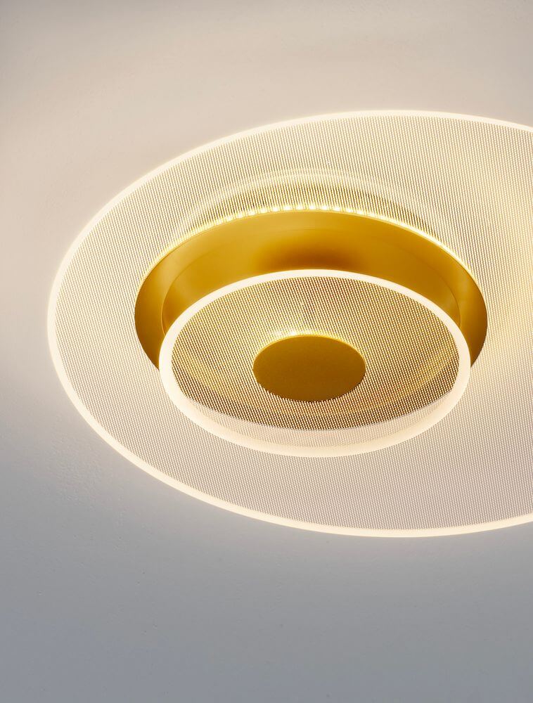 Elegante Copo LED Deckenleuchte 3000K in Gold mit dimmbarer Lichtfunktion und modernem Design.