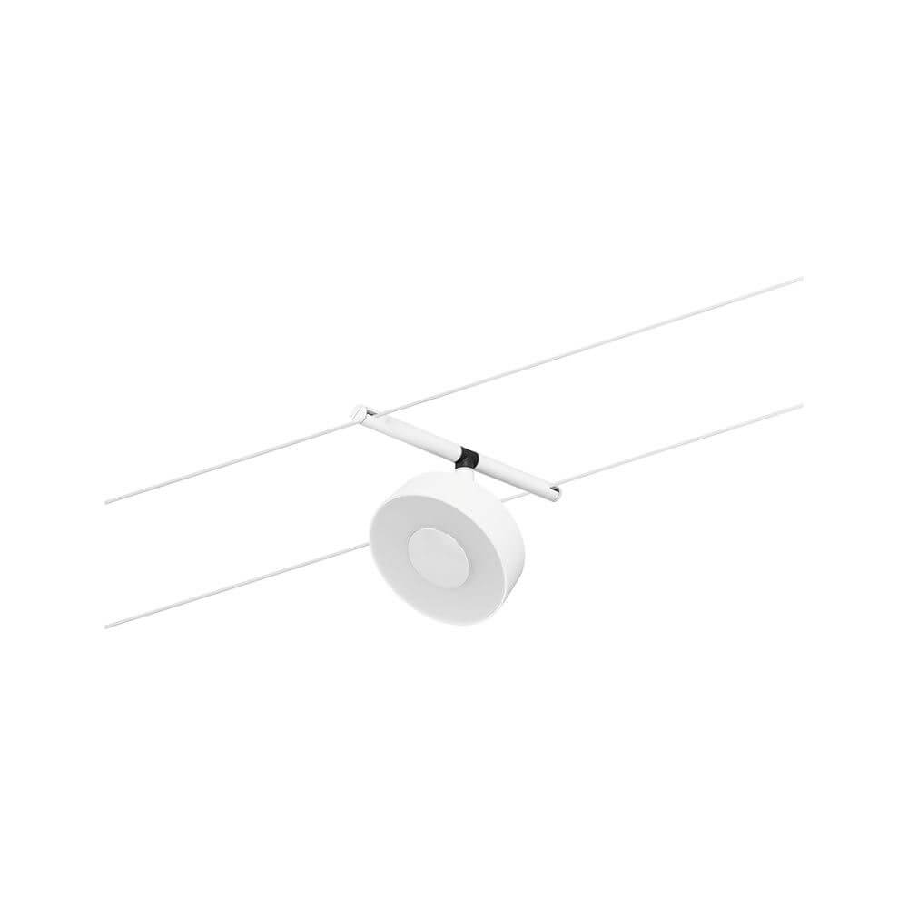 CorDuo LED Seilsystem Circle Basis-Set Weiß, Chrom mit LED-Spot an Seilmontage.
