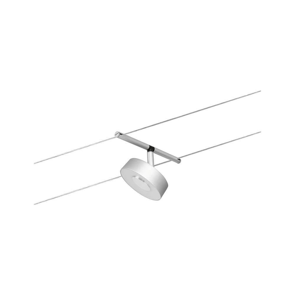 CorDuo LED Seilsystem Circle Einzelspot Chrom-Matt an Seilsystem montiert.