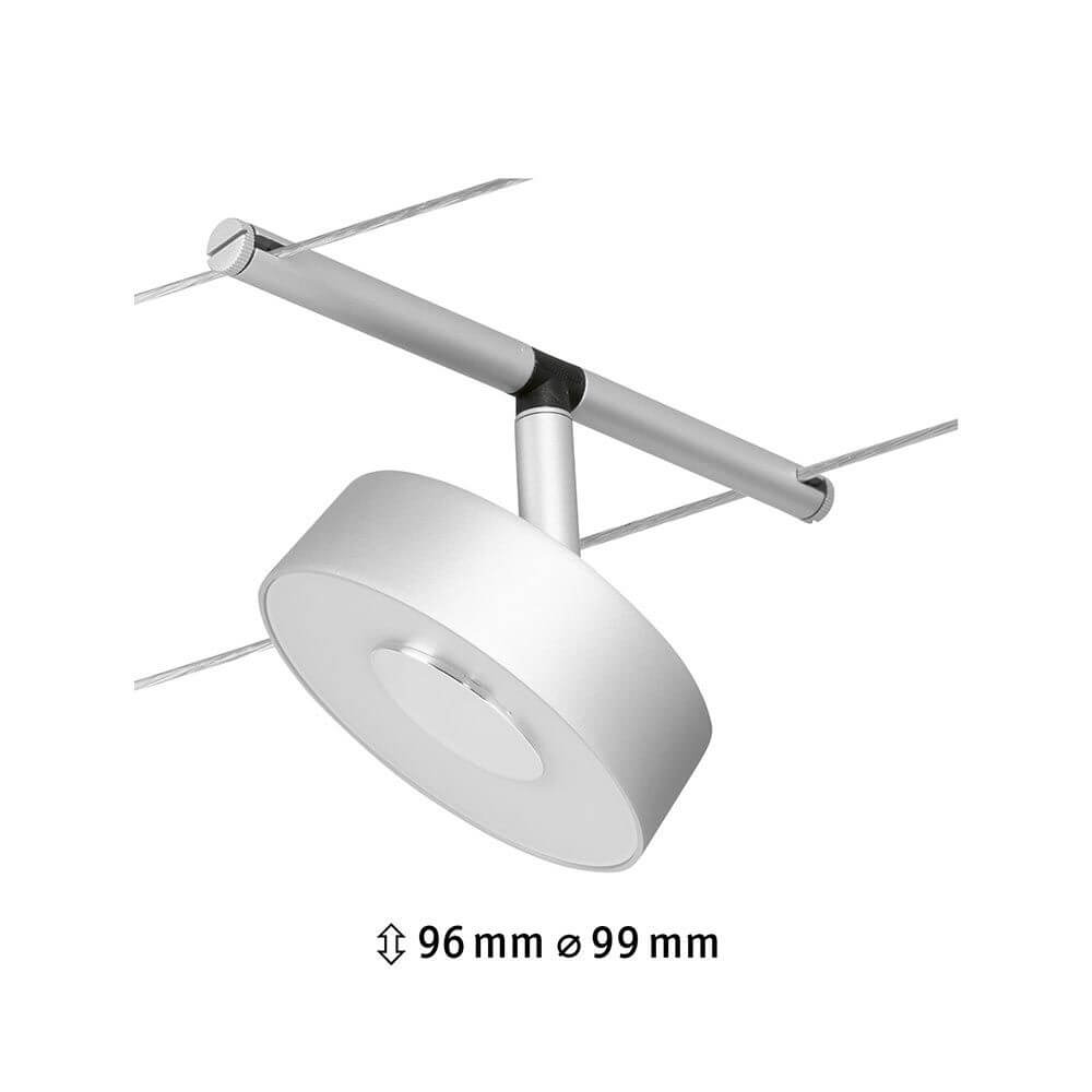 CorDuo LED Seilsystem Circle Einzelspot Chrom-Matt in Chrom-Matt, geeignet für Wand- und Deckenmontage.
