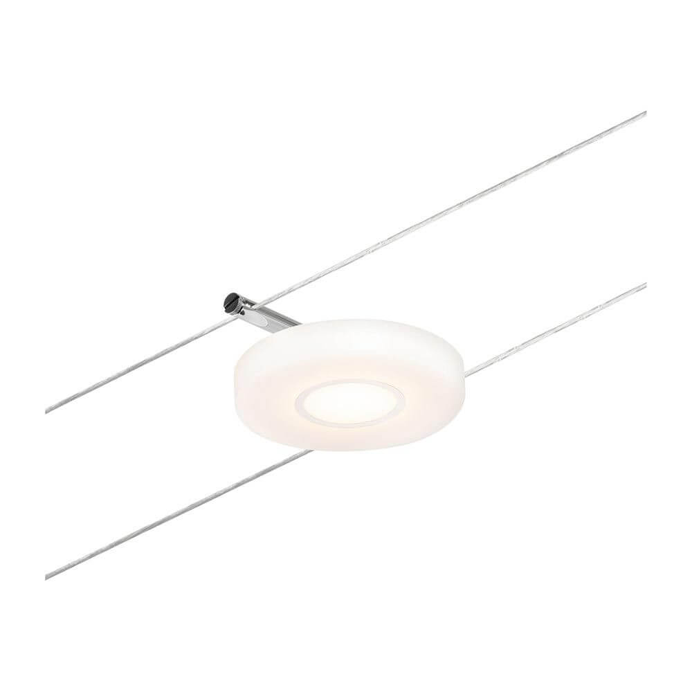 CorDuo LED Seilsystem Disc Basis-Set Chrom-Matt mit kreisförmigem LED-Spot in Weiß