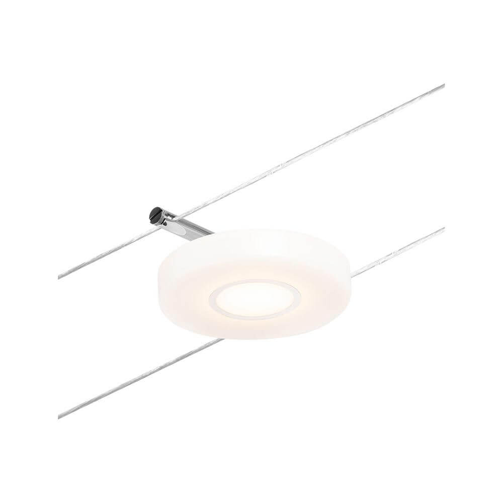 CorDuo LED Seilsystem Disc Einzelspot in Chrom matt, ideal für flexible Wand- und Deckenmontage.