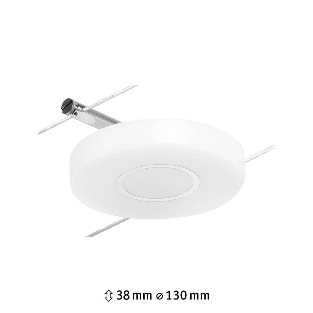 CorDuo LED Seilsystem Disc Einzelspot in Chrom matt, vielseitig einsetzbar für Wand- und Deckenmontage.