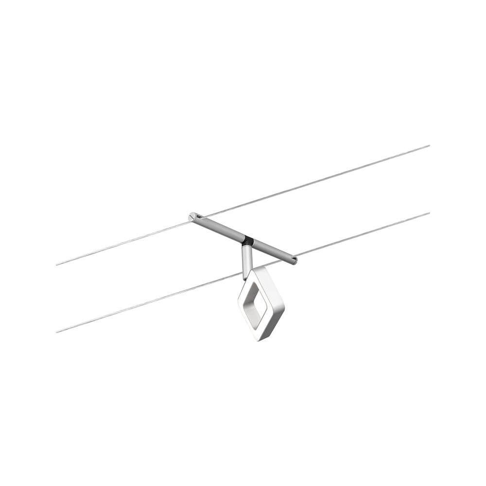 CorDuo LED Seilsystem Frame Einzelspot in Chrom matt für vielseitige Beleuchtungslösungen.