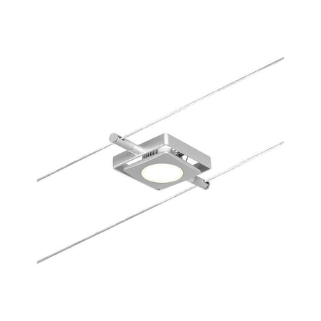 Système de câbles CorDuo LED Mac spot individuel chromé mat monté sur câble, idéal pour des aménagements créatifs de l’espace.