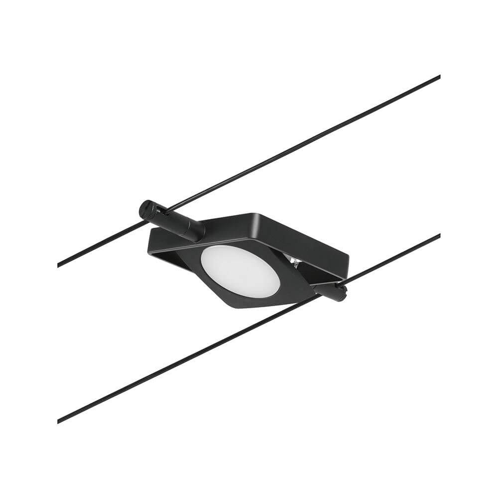 CorDuo LED Seilsystem Mac Einzelspot Schwarz-Matt, Chrom an Seilsystem montiert