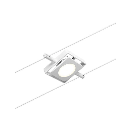 CorDuo LED système sur câbles Mac spot individuel blanc mat, chromé monté dans le système sur câbles.