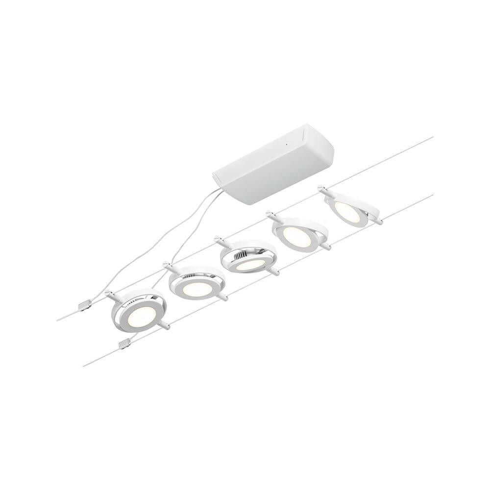 CorDuo LED Seilsystem Round Mac Basis-Set Weiß, Chrom mit mehreren Spots an einem Seilsystem