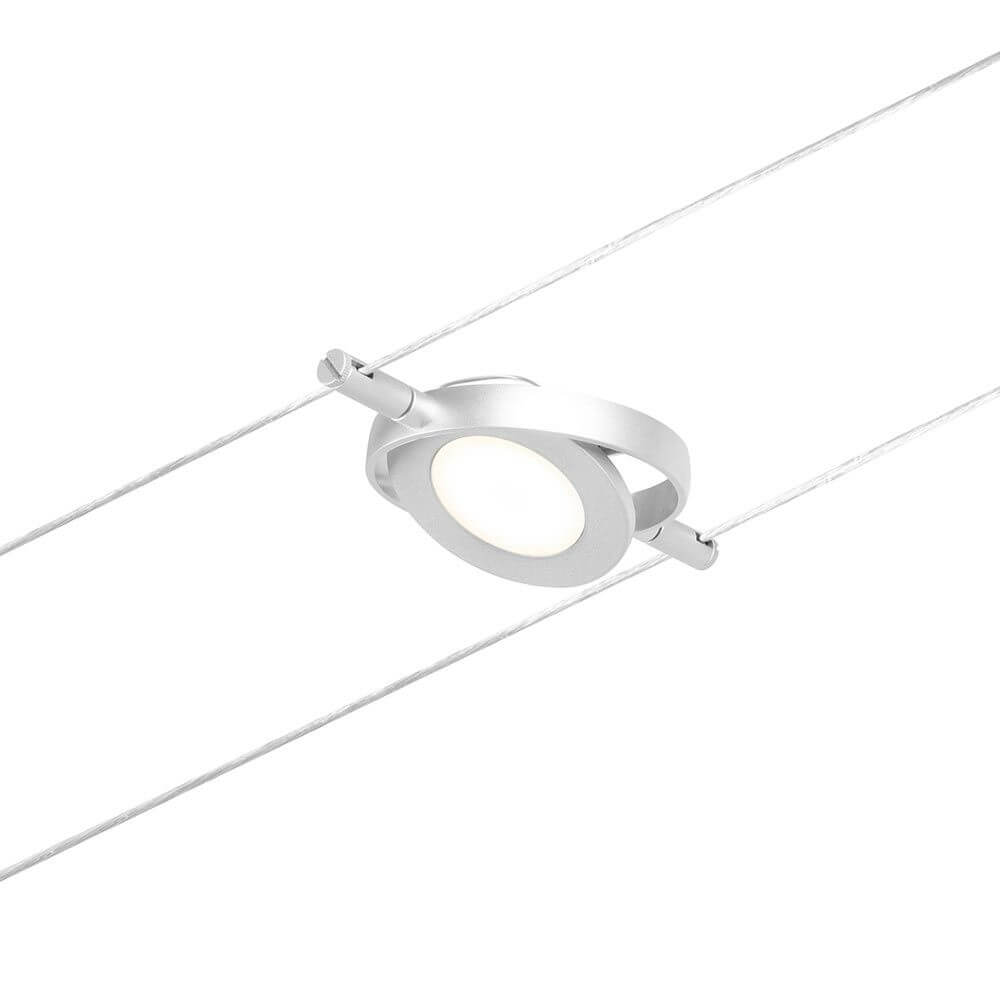 CorDuo LED Seilsystem Round Mac Einzelspot Chrom-Matt an einem Seil montiert