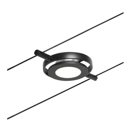 CorDuo LED système de câbles Round Mac spot individuel noir, chromé monté sur un câble.
