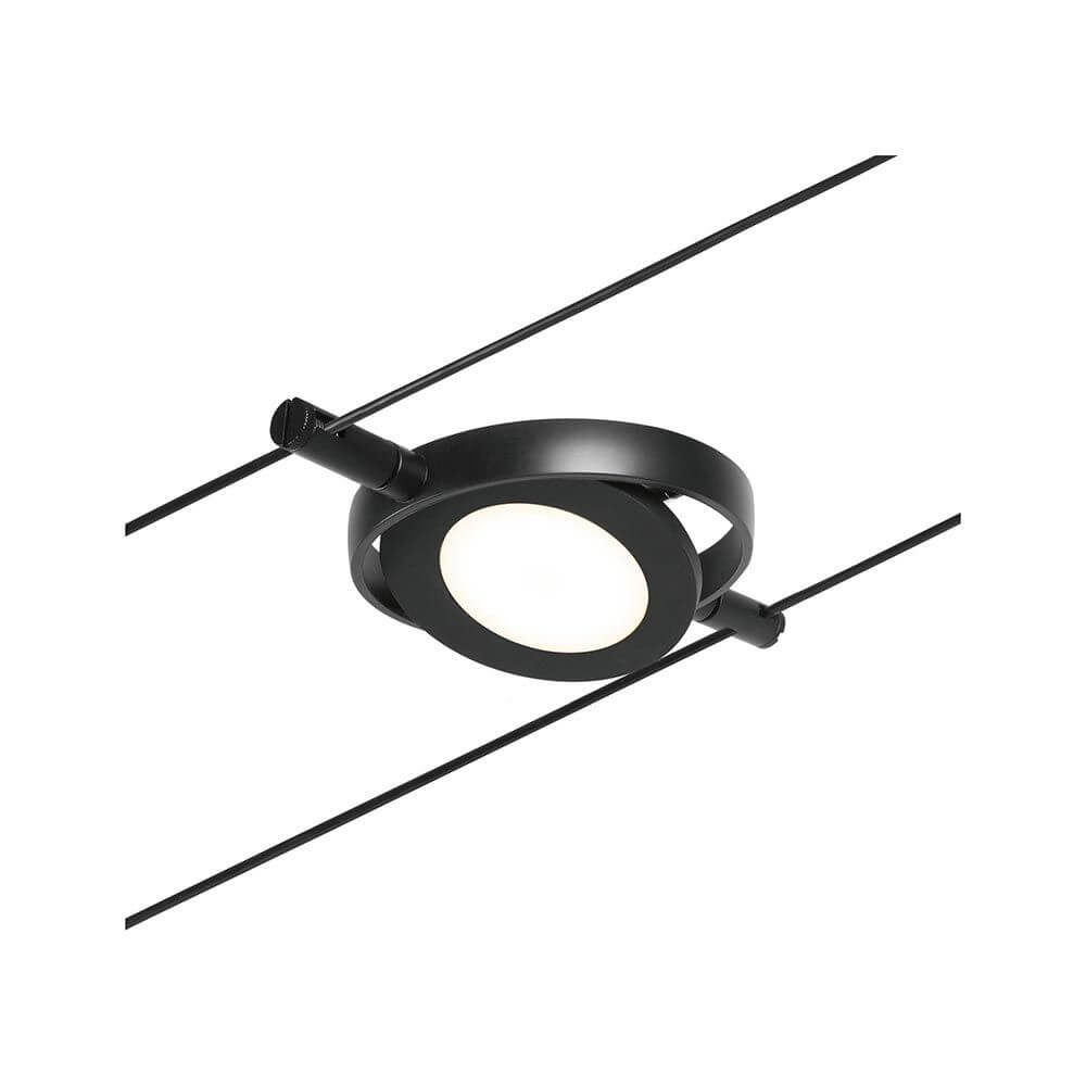 CorDuo LED Seilsystem Round Mac Einzelspot Schwarz, Chrom an einem Seilsystem montiert