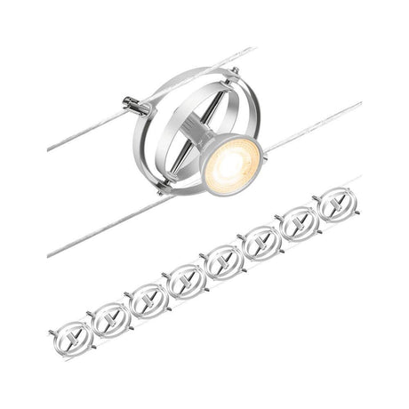CorDuo cable system Cardan base set 8-light chrome-matt with spots for wall and ceiling mounting.