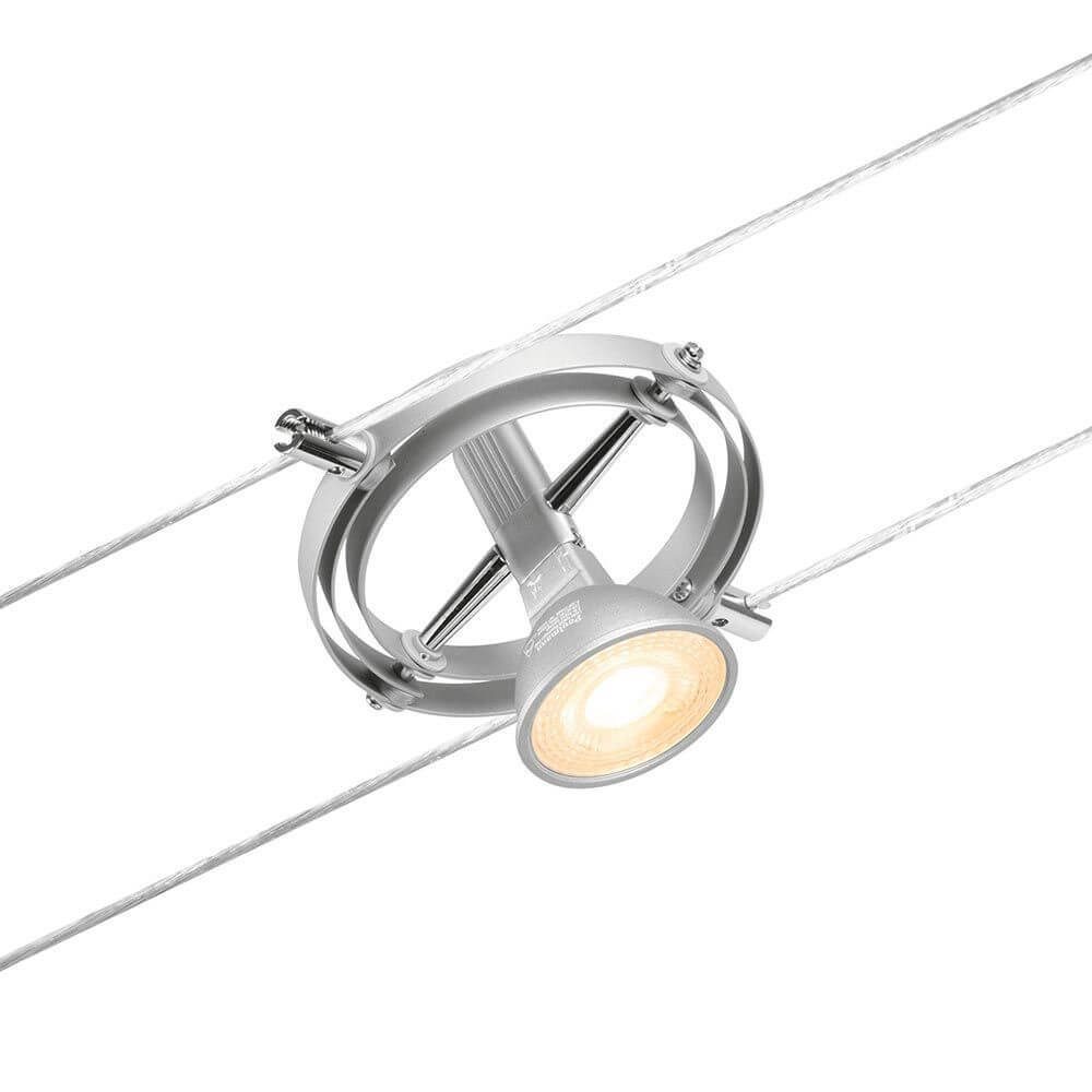 CorDuo Seilsystem Cardan Basis-Set Chrom-Matt mit Spot an Kabelmontage.