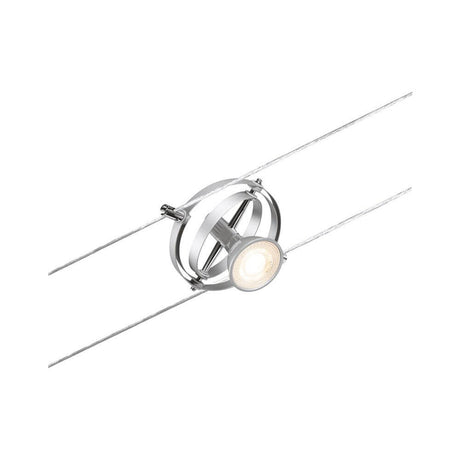 CorDuo Seilsystem Cardan spot individuel chromé mat, spot orientable individuel en chromé mat pour systèmes sur câbles muraux et plafonniers