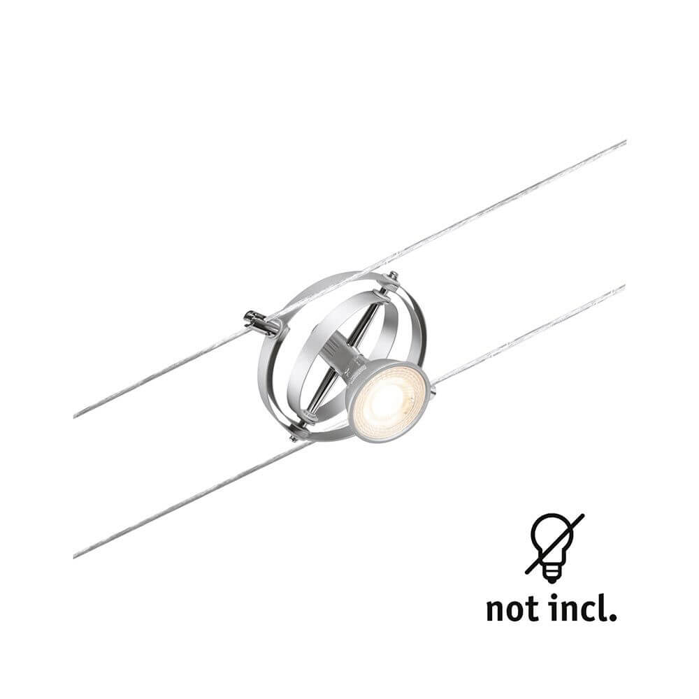 CorDuo Seilsystem Cardan Einzelspot Chrom-Matt, einzelner verstellbarer Spot im matten Chrom für Seilsystem, Decken- oder Wandmontage