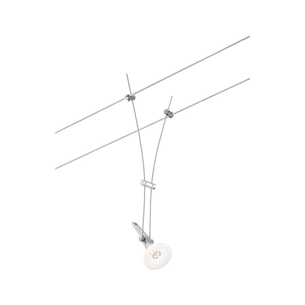 CorDuo Seilsystem Comet Einzelspot in Chrom matt, ideal für Wand- oder Deckenmontage, vielseitige Lichtgestaltung.