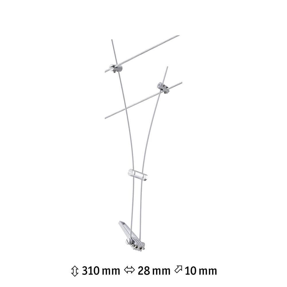 CorDuo Seilsystem Comet Einzelspot in Chrom matt, vielseitig montierbar an Wänden und Decken.
