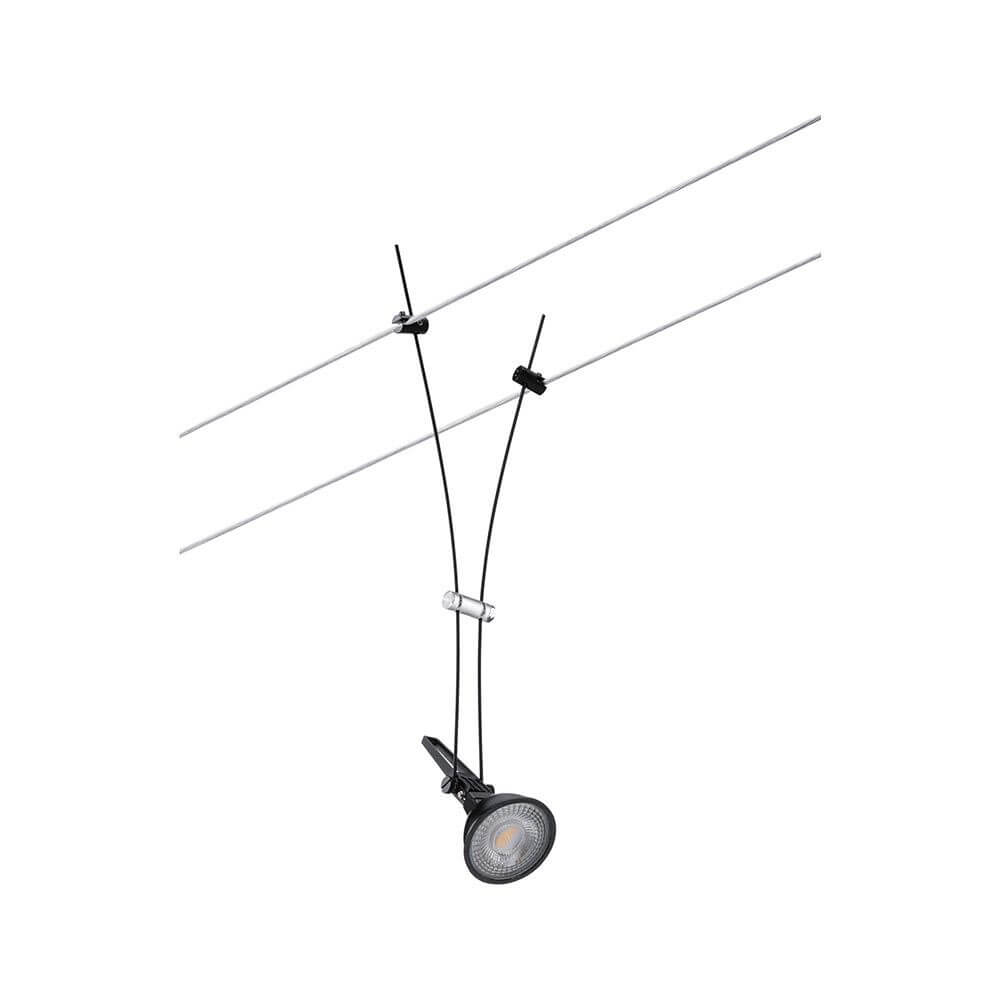 CorDuo Seilsystem Comet Einzelspot Schwarz-Matt Dimmbar an Seilsystem montiert