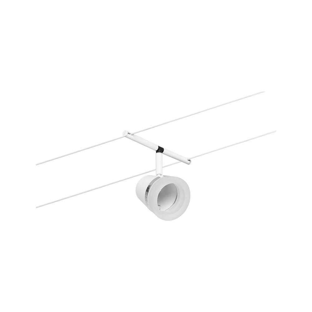 CorDuo Seilsystem Cone Basis-Set Weiß-Matt, Chrom Einzelspot weiß-matt an Seilsystem, wand- oder deckenmontierbar, modern