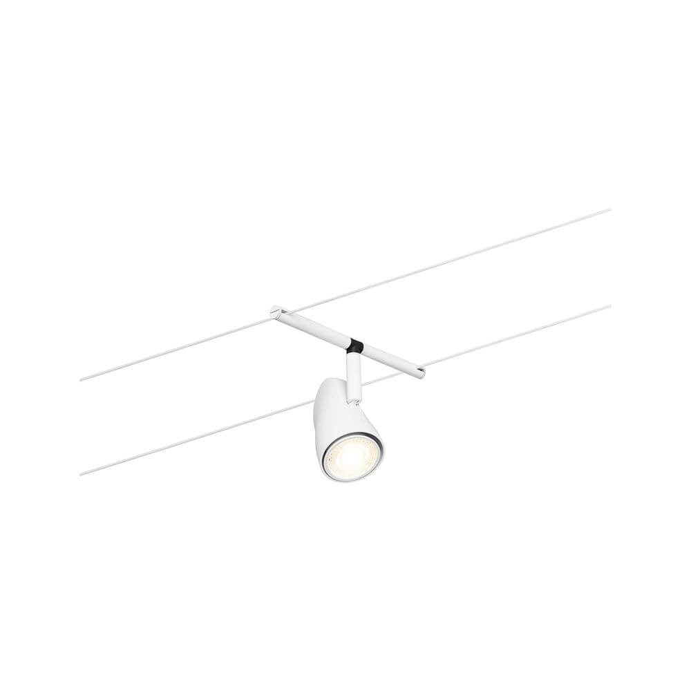 CorDuo Seilsystem Cup Basis-Set Weiß-Matt, Chrom mit Spot an Kabelsystem