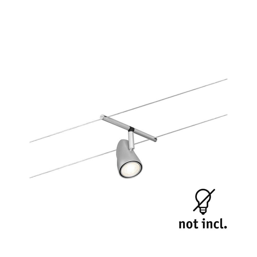 CorDuo Seilsystem Cup Einzelspot Chrom-Matt Einzelspot an Seilsystem, wand- oder deckenmontierbar, Chrom matt, flexible Lichtführung