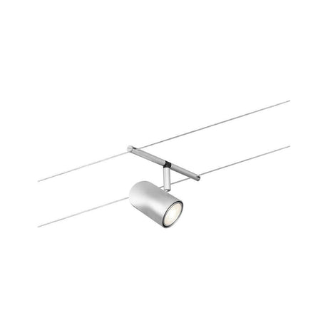 CorDuo cable system Cup single spotlight matte chrome on cable system, individual spotlight, wall or ceiling mounting, matte chrome finish
