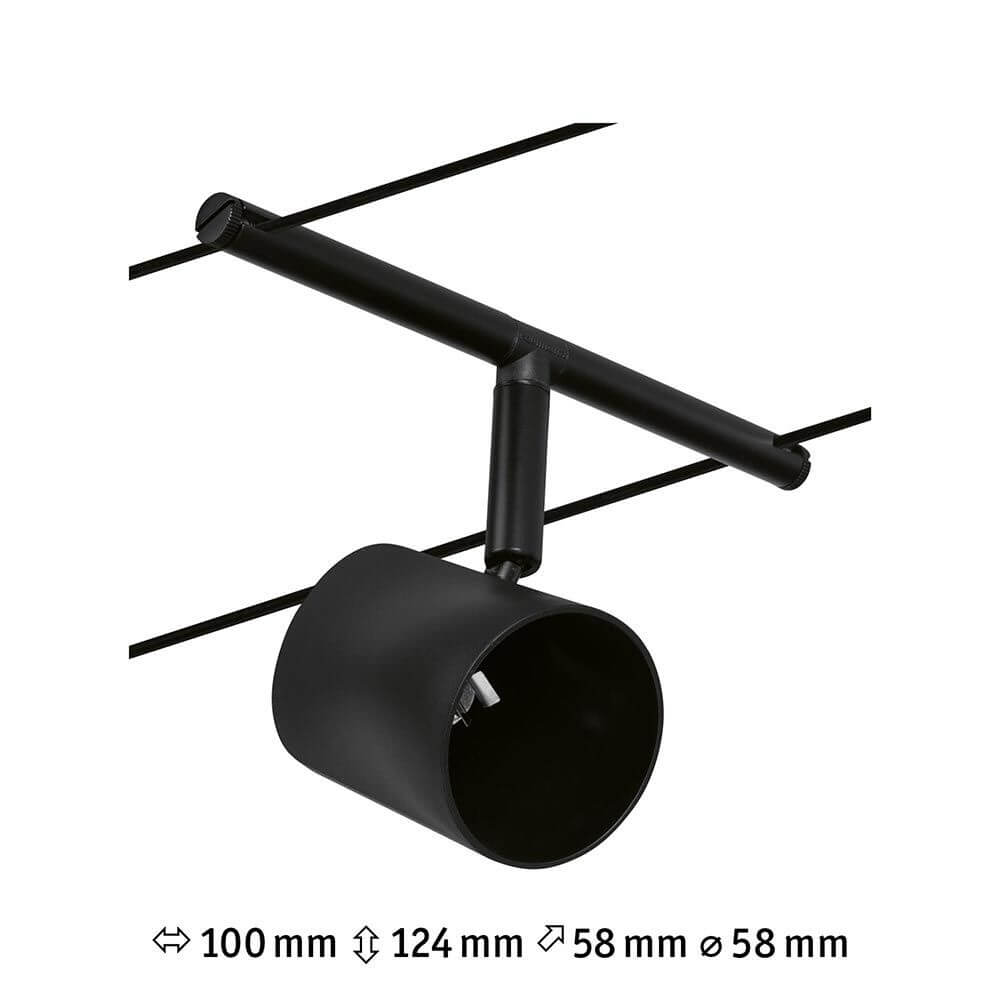 CorDuo Seilsystem Cup Einzelspot Schwarz-Matt, Chrom für flexible Raumgestaltung mit Seilsystemen.