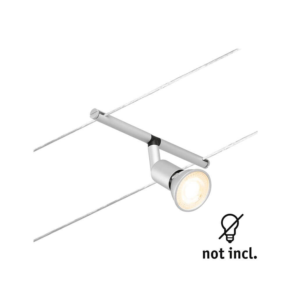 CorDuo Seilsystem Salt Einzelspot Chrom-Matt an Seil montiert, modernes Design, Energiesparlampe nicht inklusive.