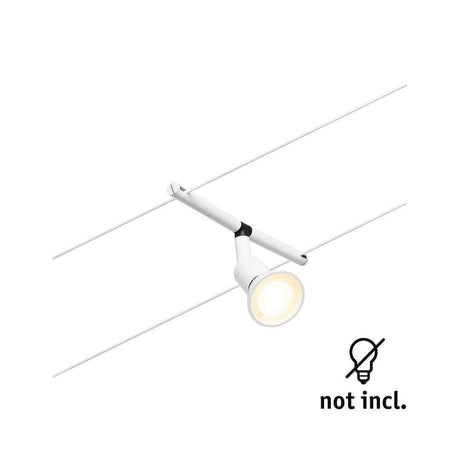 CorDuo système sur câble Salt spot individuel blanc mat, chrome monté sur un câble avec une lampe LED.