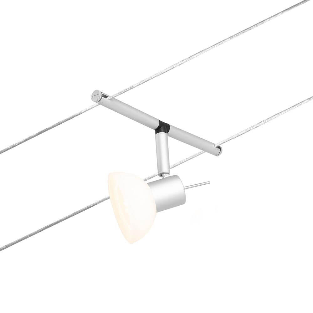 CorDuo Seilsystem Sheela Basis-Set Chrom-Matt mit verstellbarem Spot an Drahtseil.