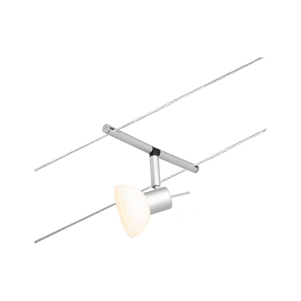 CorDuo Seilsystem Sheela Einzelspot Chrom-Matt beleuchteter Einzelspot an Wand- oder Deckenmontage, modernes mattes Chrom