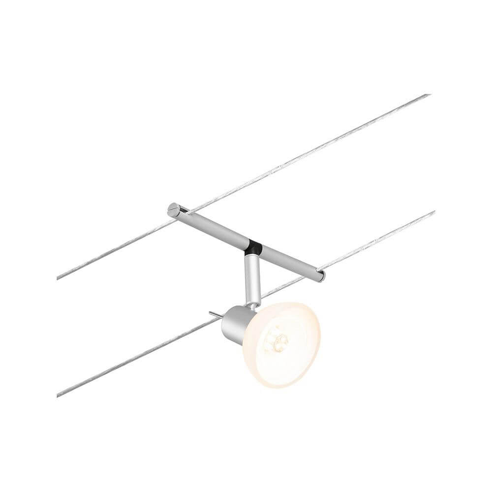 CorDuo Seilsystem Sheela Einzelspot Chrom-Matt an Kabelseil, mattchrom Spot zur Wand- oder Deckenmontage