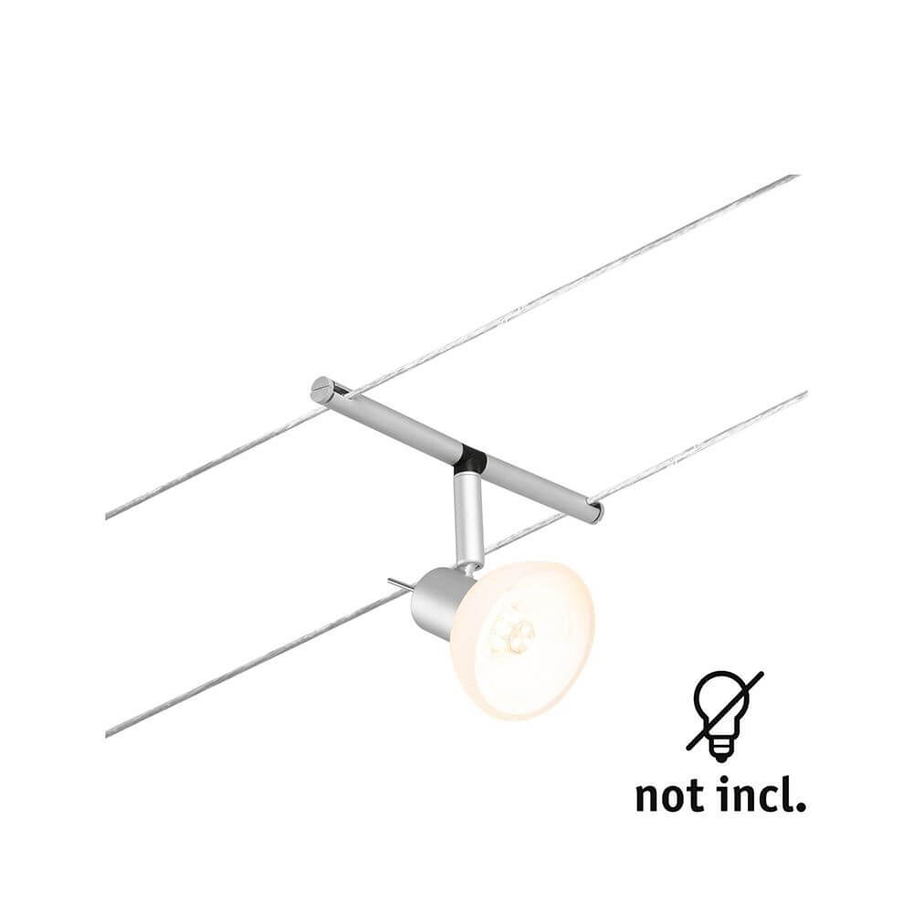 CorDuo Seilsystem Sheela Einzelspot Chrom-Matt, einzelner mattchrom Spot am Seilsystem, Wand- oder Deckenmontage, Lampe nicht enthalten