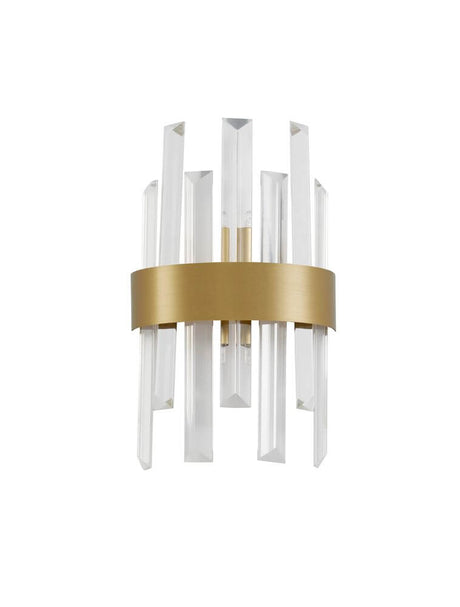 Crown wall light satin gold with elegant craftsmanship and crystal accents for high-end interiors.