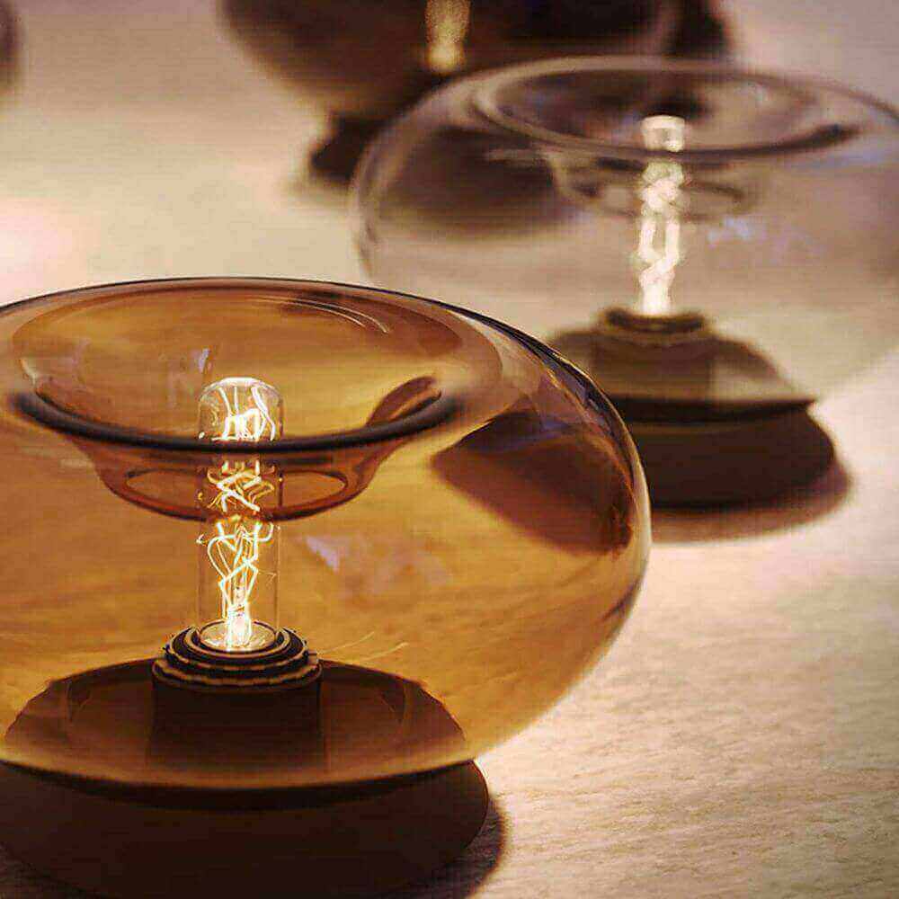 s.luce Cruet E27 Design Tischleuchte Glas mit Schalter - elegantes Design in Glaskörper mit Licht.