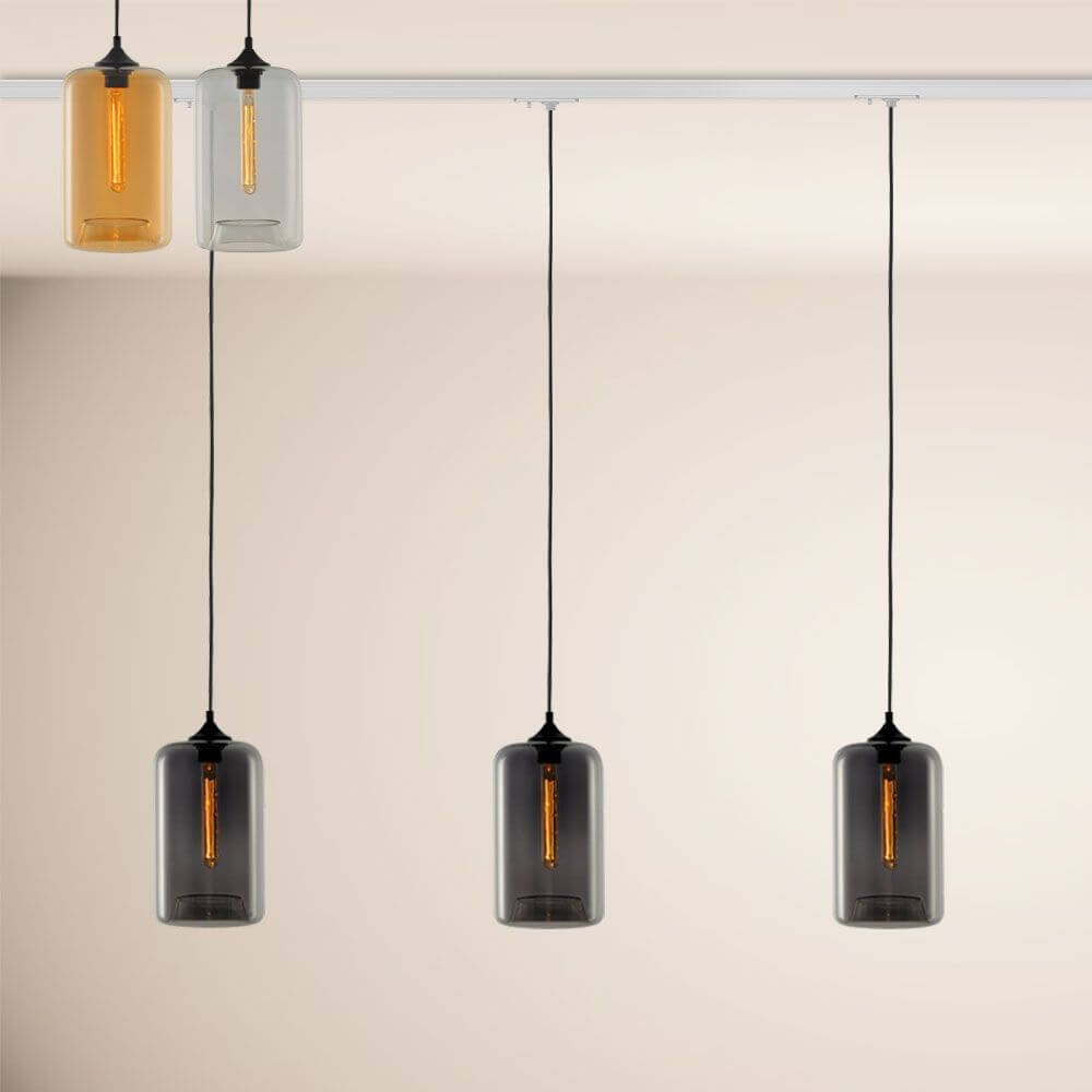 s.luce Cruet Up Esstisch-Hängeleuchte 1-Phasen-Schiene Mitteleinspeiser mit modernem Design und flexibler Schiene