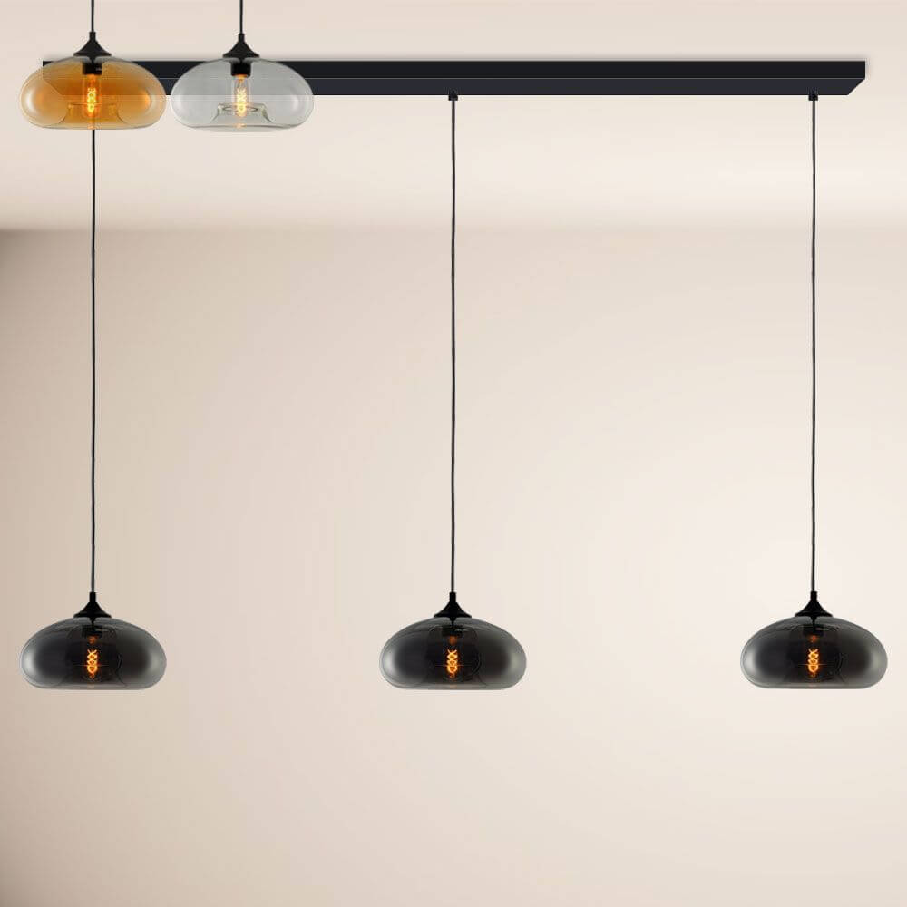 s.luce Cruet Low Esstisch-Hängeleuchte 2 bis 5-flammig 160cm mit stilvollem Glasdesign und Pendelleuchten.