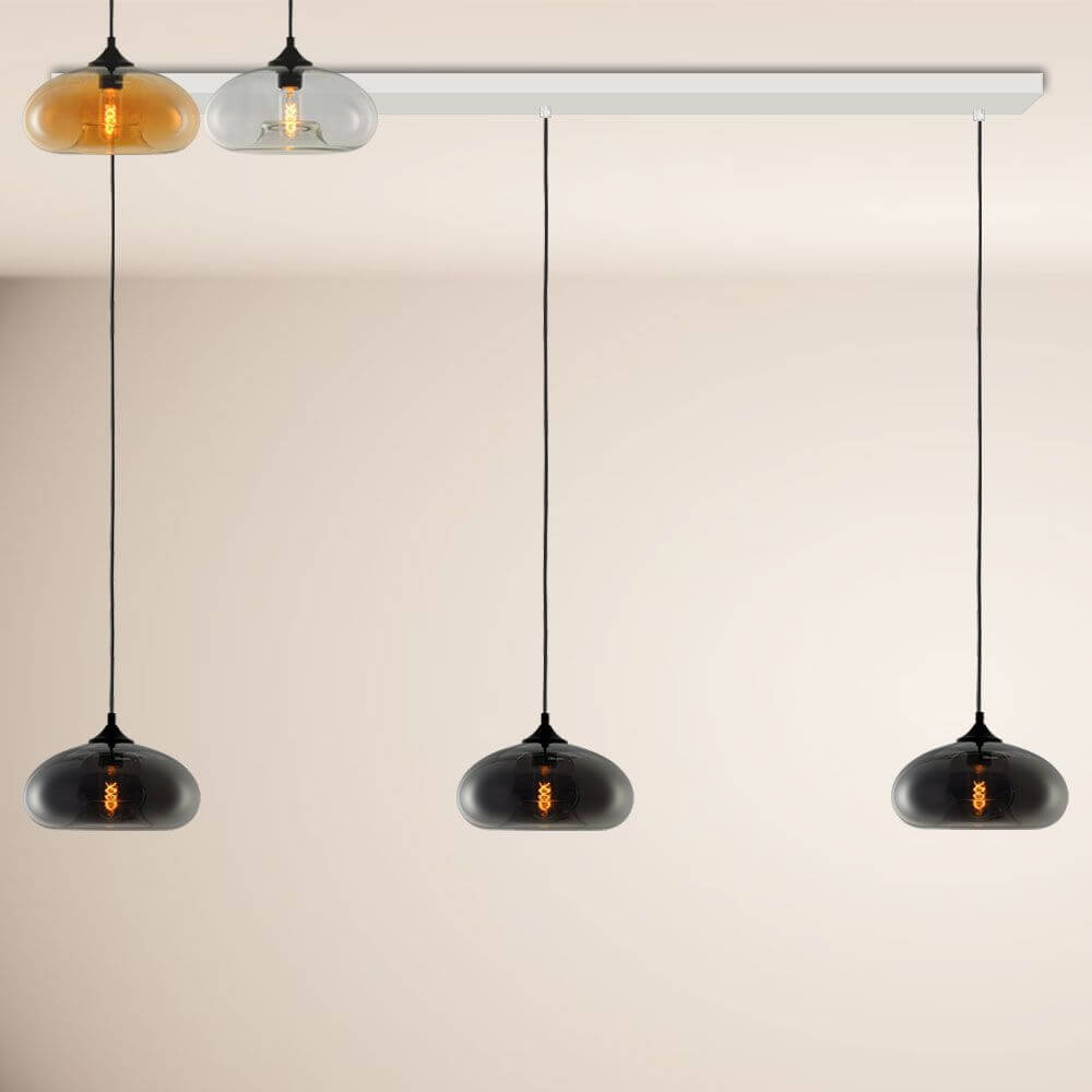 s.luce Cruet Low Esstisch-Hängeleuchte 2 bis 5-flammig 160cm mit stilvollen Glaslampen