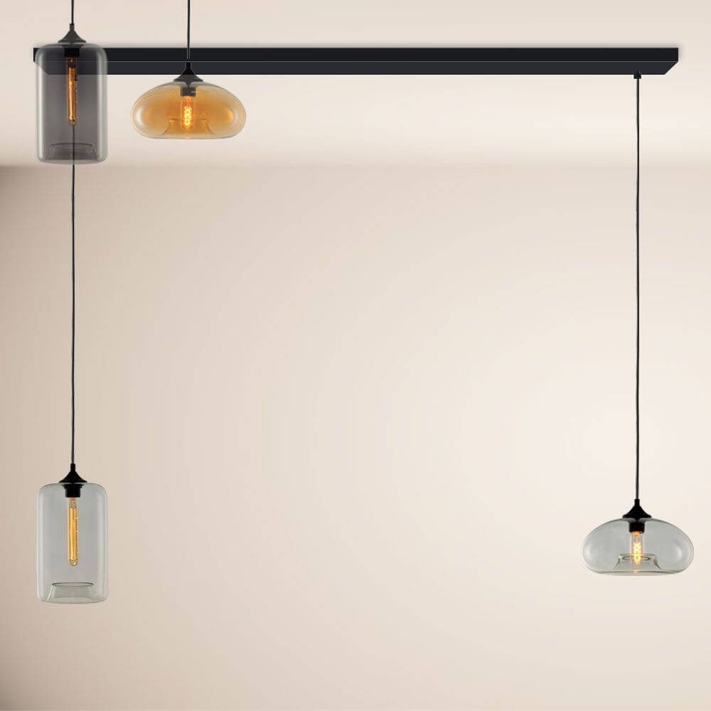 s.luce Cruet Low Esstisch-Pendellampe 2 bis 5-flammig 120cm mit stilvollen Glaslampen.