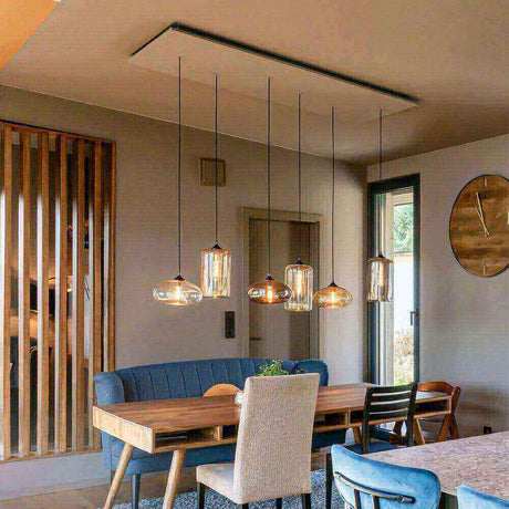 s.luce Cruet Up Esstisch-Pendelleuchte 2 bis 5-flammig 120cm im modernen Esszimmer mit Holz-Aspe