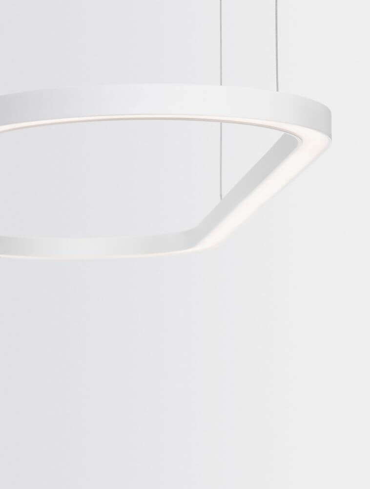 Alt Tag: Cuppe LED Pendelleuchte 3000K weißes, minimalistisches Aluminiumring-Design mit warmweißem Licht für Wohn- und Essbereich